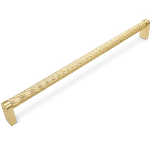 SUNCN 6個パック 10インチ キッチンキャビネットハンドル つや消し真鍮 ローレットキャビネプル ゴールド引き出し取っ手 キッチンハードウェア ハンドル/食器棚用 引き出し