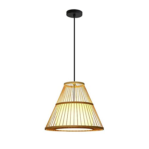 Suspension luminaire E27 bambou et fer pour éclairer un couloir sombre