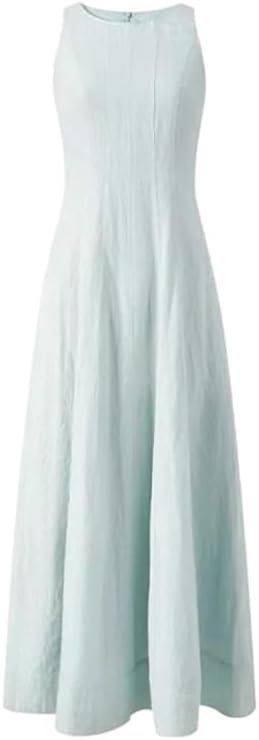 Women Sleeveless Vest Dress Waist-Cinching Slimming A-Line Skirt Tummy Control Long Dress
