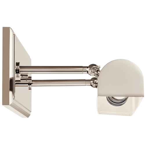 Image of Kichler Carston 2-Light Picture Light, Updated Traditional Light in Polished Nickel with White Interior, for Framed Art, Mirror or Built-in Shelving (4.75 inch x 24.25 inch), 52686PN