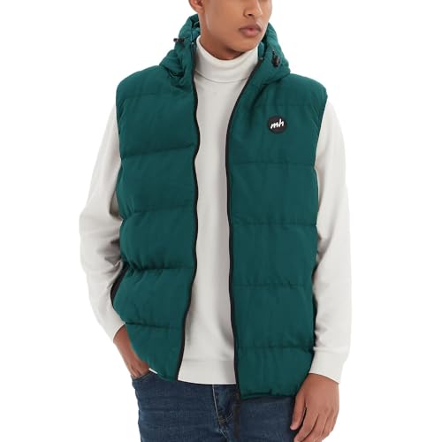 Image of Mywu Mens Puffer Vest with Hood Winter Outdoor Quilted Sleeveless Jacket
