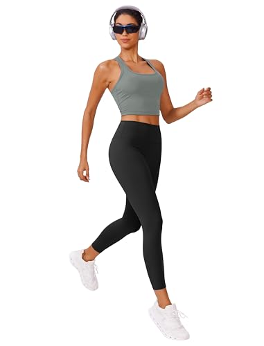 Image of PINSPARK Sports Bra Longline Racerback Tank Tops for Women Padded Workout Yoga Top