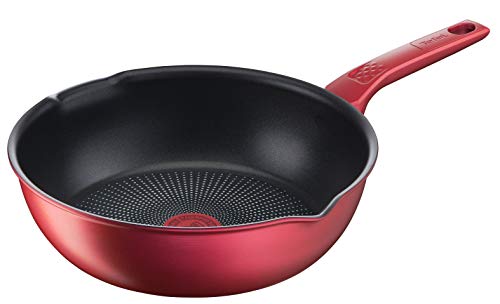 Tefal Daily Chef Poêle profonde Rouge, 26 cm, Durable, Résistante, Facile à nettoyer, Revêtement antiadhésif, Thermo-Signal, Cuisine saine, Becs verseurs,...