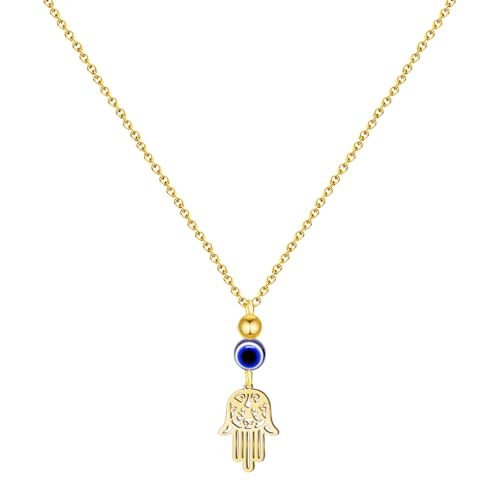 cotigo  Collar Ojo Turco Amuleto de Protección Espiritual con Piedra Azul – Contra el Mal de Ojo | Nazar | Ojo Griego |Collar de proteccion para Mujer y Hombre. (CON MANO DE FATIMA 2)