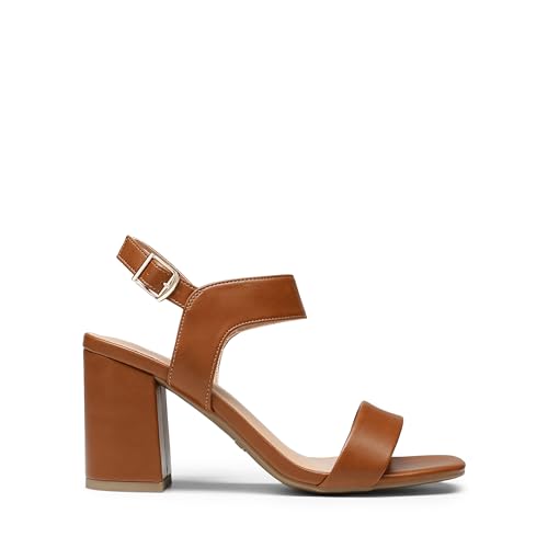 Dream Pairs Women'S High Chunky Heels Square Toe Block Ankle Strap Dress Comfort Sandals,Size 7.5,Brown,Sdhs2359W thumb #1