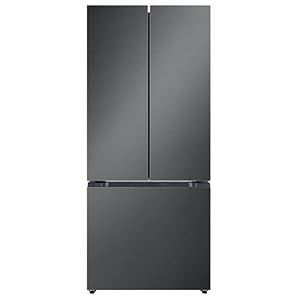 Hamilton Beach HBF1662BLACKSS French Door Full Size Counter Depth Refrigerator with Freezer Drawer, 16.6 cu ft, Gunmetal