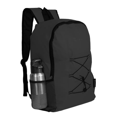TECHMADE Zaino 40x30x15 cm Bagaglio a Mano per Ryanair, Zaino Unisex Scuola Sport Viaggio con Tasche Laterali e Frontale – Leggero, Poliestere PVC 600D (NERO)