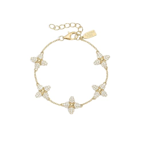Electric Picks Showstopper Bracelet for Women, 14k Gold Plated Clover Charm Chain Bracelet, Adjustable Layering Statement Jewelry, Everyday Fashion Bracelet Gift
