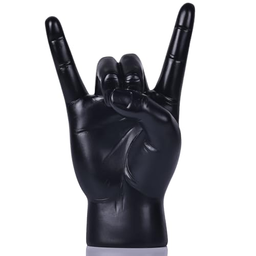 Statue de geste de roche en résine noire de 7,7 po – Sculpture de table décorative pour...