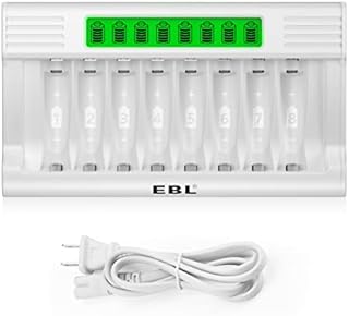 EBL 8 Bay AA AAA Battery Charger, Upgraded Rapid LCD Batteries Charger for NiMH Rechargeable Batteries (Upgraded Charger)