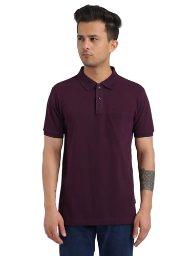 Image of Rupa Bumchums Men Super Combed Cotton Solid Half Sleeve Club Collar Polo Regular Fit T-Shirt with Chest Pocket