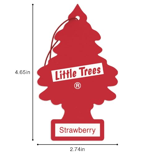 Image of LITTLE TREES Air Fresheners Car Air Freshener. Hanging Tree Provides Long Lasting Scent for Auto or Home. Strawberry, 24 Air Fresheners (Pack of 6)