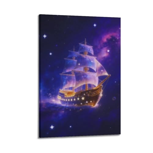 Toile galaxie violette et bleue SFXHHWG de 30x45 cm pour decoration murale de chambre d'enfant
