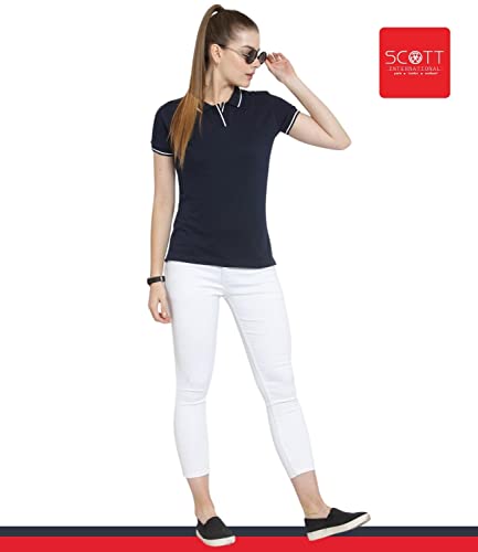 Image of Scott International Women's Regular Fit 100% Pure Organic Cotton Polo T-Shirt | Womens Polo Collar Neck T-Shirt | Cotton Plain Polo Neck Half Sleeve T-Shirt | Tshirts for Women