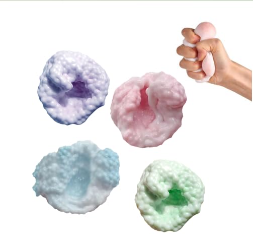 Stress Balls Fidgets, Squishy Sensory Fidget Toy for Anxiety Relief, Durable Hand Therapy Balls for Adults Office Desk Home (4 pcs)
