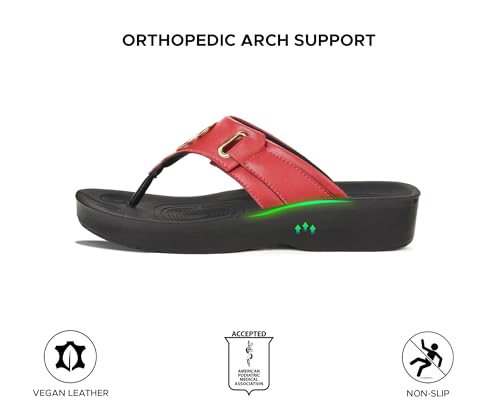 Image of AEROTHOTIC Arch Support Flip Flops for Women Comfortable Stylish Straps with Non Slip Footbed Fashion Dressy Sandals Outdoor Travel Vacation Essentials