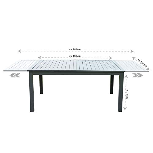 Home Deluxe - Gartentisch ausziehbar - CASA - ca. 160 (240) x 100 x 74 cm - inkl. 10 Stühlen, Gestell und Tischplatte… – Bild 8