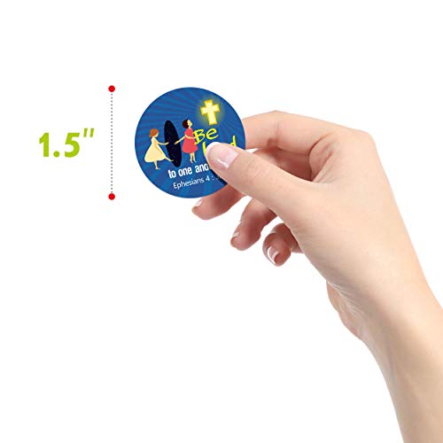 1200 Christian Prayer Faith Bible Verse Stickers in 16 Designs with Perforation Line (Each Measures 1.5" in Diameter)