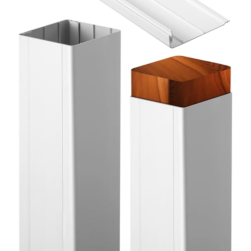 CroBlissful 2 Set 6 x 6 x 48 Post Sleeve Vinyl Post Wrap (Actual 5.5 x 5.5) Weatherproof Outdoor White Porch Column Wraps for Lasting Easy Installation on Patio Fence Mailboxl(Smooth Design)
