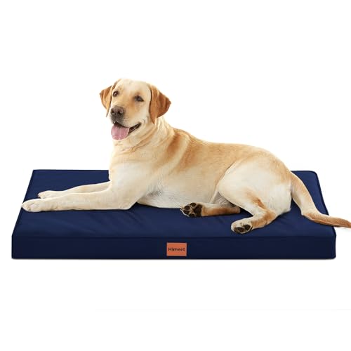 HIMEET- Indestructible Dog Bed with Durable Oxford Frame Extra Large Dog Beds 42 Inch Navy Waterproof Outdoor XLarge Puppy Pad Washable XL Doggie Mat for Creat,Jumbo Pet Bed for Huge Dogs
