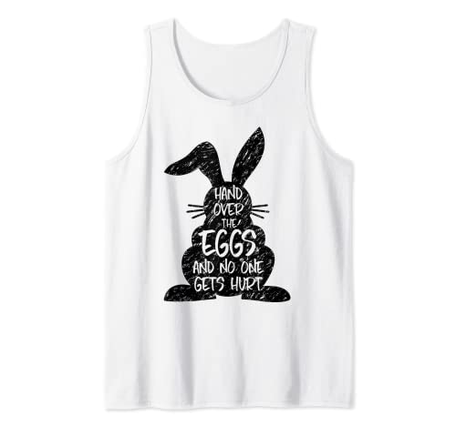 Hand Over Hurt Crazy Rabbit Bunny Easter Egg Hunt Chicken Tank Top, White
