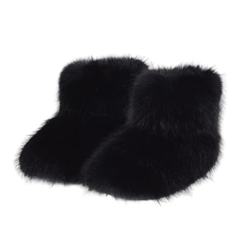 Girls Fluffy Furry Snow Boots Suede Faux Fur Winter Bootie Warm Outdoor Kids Mid-Calf Boots Comfortable Flat Shoes1