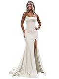 EAURIC Ivory Strapless Glitter Prom Dress Long Sparkly Long Mermaid Train Evening Party Cocktail Gowns with Slit for Women Size 12