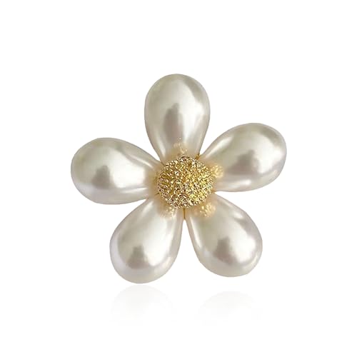 Image of Cute Pearl Flower Brooch Pin,Bowknot Bow Tie Suit Pin Pearl Silk Scarf Buckle Daisy Flower Brooch Jewelry for Women Birthday Gifts