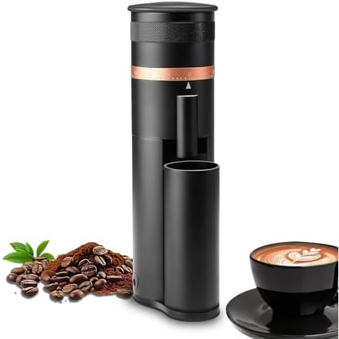 Mongdio Single Dose Coffee Grinder, Electric Coffee Grinder, Espresso Grinder, Aluminum Coffee Bean Grinder with 60 Adjustable Settings, Black Cover