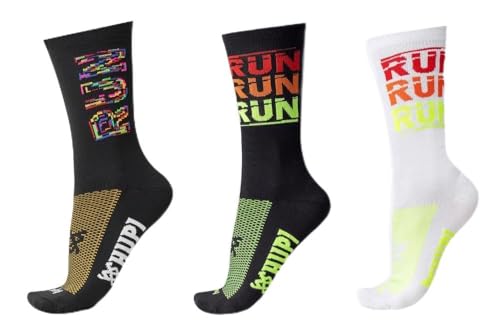Kit 03 Pares Meia Corrida Hupi Run Estampas Coloridas, Cor: Colorida, Tamanho: 36-42