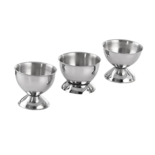 HOLIDYOYO 3pcs Egg Tray Stainless Steel Egg Rack Creative Egg Cup Egg Holder Silver