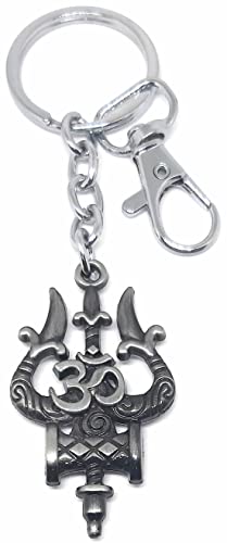 Image of Aura Lord Shiva Shankar Bholenath Mahadev Damru Om Trishul Keychain For Men Women Boys Girls Shivratri Husband Wife Metal Hook Keychain