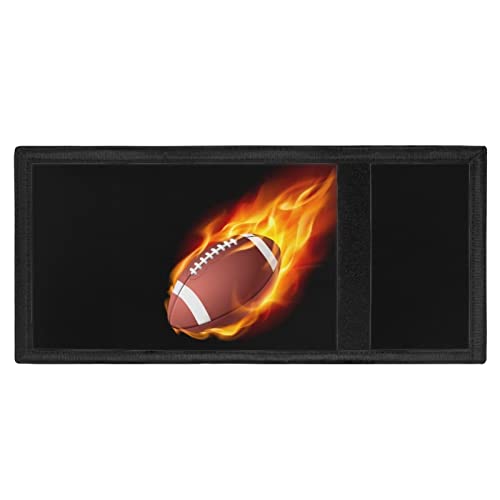 Rnyleeg Fire American Football Trifold Canvas Outdoor Sports Wallet for Kids - Front Pocket Wallet with - Kids Wallets for Girls - Womens Wallets3