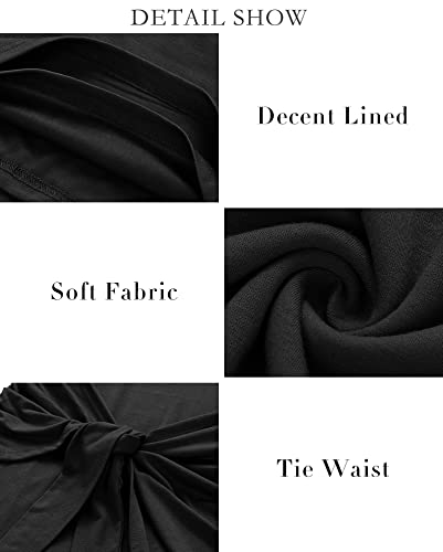 Btfbm Women Crew Neck Short Sleeve Ruched Bodycon T Shirt Dress Casual Tie Waist Plain Sun Beach Summer Short Dresses (Short Sleeve Black, X-Large, X_L) #TOP6