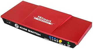 TESmart 2 Port HDMI KVM Switch 4K Ultra HD 3840x2160@30Hz | 2x1 KVM Switcher 2 PC 1 Monitor with 2x1.5m KVM Cables Supports USB 2.0 Devices Controls up to 2 Computers/Servers/DVR-Coral Red