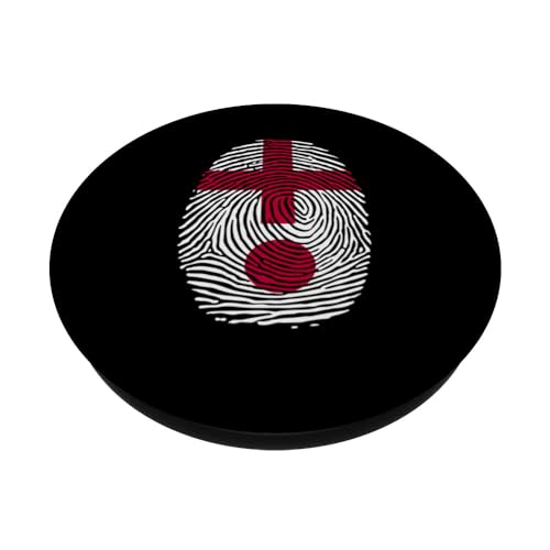 Japan and England Fingerprint Half English Japanese Roots PopSockets Swappable PopGrip, Black - Image 2