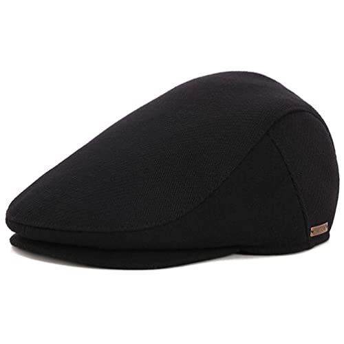 Men's Newsboy Hat with Earflaps Flat Ivy Caps Irish Cabbie Cap (Black) - Image 2