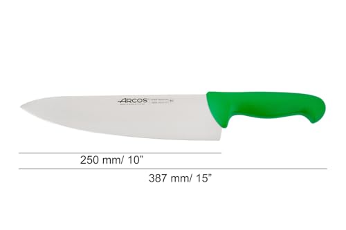 Miniatura 2 de Arcos Serie 2900 - Cuchillo Cocinero Ancho - Hoja De Acero Inoxidable Nitrum De 250 Mm - Mango Inyectado En Polipropileno Color Verde