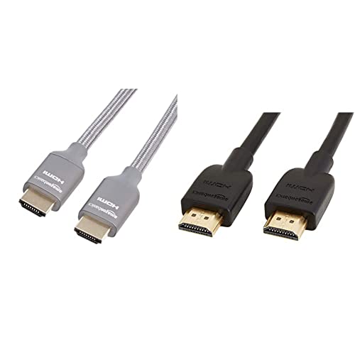 Amazon Basics High-Speed HDMI Cable (48Gbps, 8K/60Hz) - 10 Feet, Dark Gray & Amazon Basics High-Speed 4K HDMI Cable - 10 Feet