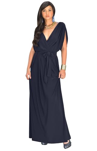 Image of KOH KOH Womens Long Semi-Formal Short Sleeve V-Neck Floor Length Maxi Dress Gown