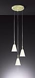 lampe hvit kuppel  Busch Monique HV de lampe suspension 3 x G9 max. 40 W Carré avec verre blanc, couleur : doré mat brossé/verre blanc