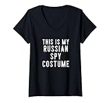 Womens Couples Halloween Shirts This Is My Russian Spy Costume V-Neck T-Shirt