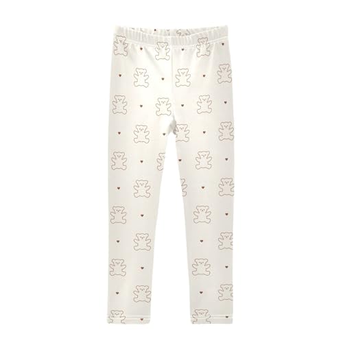 Cute Bear Line Girls Leggings,Workout Leggings for Girls Toddler Athletic Leggings Size for 3-10T