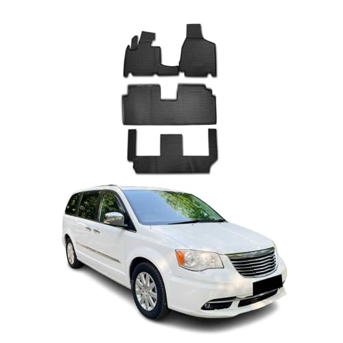 OMAC USA Set Completo Personalizado para Todo Tipo de Clima, tapete de Goma Negra Moldeada 3D para Chrysler Town & Country 2008-2016