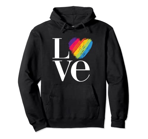 Liebe Rainbow Heart - Gay Pride Pullover Hoodie