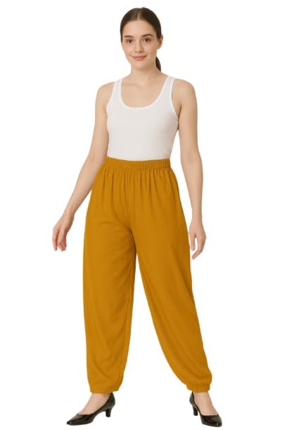 made4good Women's Cotton Elasticated Afghani Harem Pants, Relaxed Loose Fit Solid Salwaar, Casual Summer Trousers | Women's Relaxed Loose Fit Solid Flex Baggy Pants-picture-45
