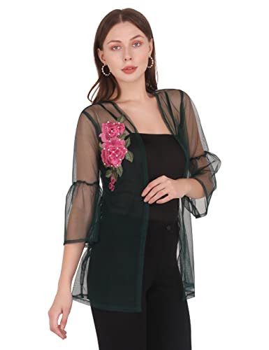 Image of UNFAKENOW Women Floral Embroidered Pearl Embellished Net Shrug