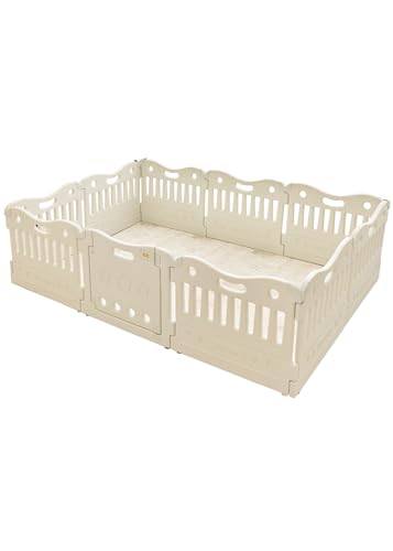 Baby Care Play Mat Funzone Play Pen - Extra Large Baby Play Yard - Play Pen for Baby - Safe with Double Locking (Fog Grey, Full Set)