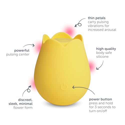Image of plusOne Rose Toy Vibrator for Women, Nipple and Clitoral Stimulator, Yellow | Made of Body-Safe Silicone, Waterproof, USB Rechargeable and 10 Pulsing Settings
