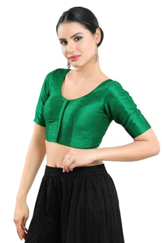 Image of Vamas Women's Silk Padded Self Design Half Sleeve Readymade Saree Blouse (X-766.N)